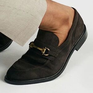 Aldo Brown Loafers with Gold Accent
